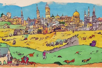 رسم تحريري تعبيري للخبر: غارات إسرائيلية وقصف مدفعي على قرى جنوب لبنان اليوم الأحد