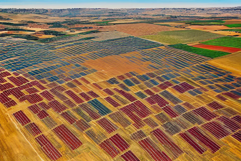 Solar panels in a hot African landscape
